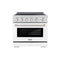 36 In. 5.2 Cu. Ft. Paramount Induction Range With 5 Element Cooktop And Electric Convection Oven In Satin Stainless Steel With White Matte Door