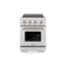 Autograph Edition 24 In. 3.2 Cu. Ft. Paramount Induction Range With 3 Element Cooktop And Electric Convection Oven In Satin Stainless Steel With Champagne Bronze Accents