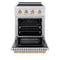 Autograph Edition 24 In. 3.2 Cu. Ft. Paramount Induction Range With 3 Element Cooktop And Electric Convection Oven In Satin Stainless Steel With Champagne Bronze Accents