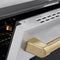 Autograph Edition 24 In. 3.2 Cu. Ft. Paramount Induction Range With 3 Element Cooktop And Electric Convection Oven In Satin Stainless Steel With Champagne Bronze Accents
