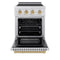 Autograph Edition 24 In. 3.2 Cu. Ft. Paramount Induction Range With 3 Element Cooktop And Electric Convection Oven In Satin Stainless Steel With Champagne Bronze Accents