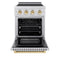 Autograph Edition 24 In. 3.2 Cu. Ft. Paramount Induction Range With 3 Element Cooktop And Electric Convection Oven In Satin Stainless Steel With Polished Gold Accents