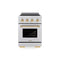 Autograph Edition 24 In. 3.2 Cu. Ft. Paramount Induction Range With 3 Element Cooktop And Electric Convection Oven In Satin Stainless Steel With Polished Gold Accents