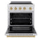 Autograph Edition 30 In. 4.2 Cu. Ft. Paramount Induction Range With 4 Element Cooktop And Electric Convection Oven In Satin Stainless Steel With Champagne Bronze Accents