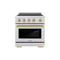 Autograph Edition 30 In. 4.2 Cu. Ft. Paramount Induction Range With 4 Element Cooktop And Electric Convection Oven In Satin Stainless Steel With Champagne Bronze Accents