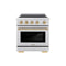 Autograph Edition 30 In. 4.2 Cu. Ft. Paramount Induction Range With 4 Element Cooktop And Electric Convection Oven In Satin Stainless Steel With Polished Gold Accents