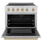 Autograph Edition 36 In. 5.2 Cu. Ft. Paramount Induction Range With 5 Element Cooktop And Electric Convection Oven In Satin Stainless Steel With Champagne Bronze Accents
