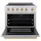 Autograph Edition 36 In. 5.2 Cu. Ft. Paramount Induction Range With 5 Element Cooktop And Electric Convection Oven In Satin Stainless Steel With Champagne Bronze Accents