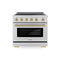Autograph Edition 36 In. 5.2 Cu. Ft. Paramount Induction Range With 5 Element Cooktop And Electric Convection Oven In Satin Stainless Steel With Champagne Bronze Accents