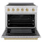 Autograph Edition 36 In. 5.2 Cu. Ft. Paramount Induction Range With 5 Element Cooktop And Electric Convection Oven In Satin Stainless Steel With Champagne Bronze Accents