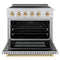Autograph Edition 36 In. 5.2 Cu. Ft. Paramount Induction Range With 5 Element Cooktop And Electric Convection Oven In Satin Stainless Steel With Polished Gold Accents