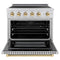 Autograph Edition 36 In. 5.2 Cu. Ft. Paramount Induction Range With 5 Element Cooktop And Electric Convection Oven In Satin Stainless Steel With Polished Gold Accents