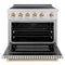 Autograph Edition 36 In. 5.2 Cu. Ft. Paramount Induction Range With 5 Element Cooktop And Electric Convection Oven In Satin Stainless Steel With Polished Gold Accents