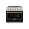 Autograph Edition 36 In. 5.2 Cu. Ft. Paramount Induction Range With 5 Element Cooktop And Electric Convection Oven In Satin Stainless Steel With Black Matte Door And Champagne Bronze Accents