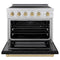 Autograph Edition 36 In. 5.2 Cu. Ft. Paramount Induction Range With 5 Element Cooktop And Electric Convection Oven In Satin Stainless Steel With Black Matte Door And Champagne Bronze Accents