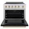 Autograph Edition 36 In. 5.2 Cu. Ft. Paramount Induction Range With 5 Element Cooktop And Electric Convection Oven In Satin Stainless Steel With Black Matte Door And Champagne Bronze Accents