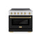 Autograph Edition 36 In. 5.2 Cu. Ft. Paramount Induction Range With 5 Element Cooktop And Electric Convection Oven In Satin Stainless Steel With Black Matte Door And Champagne Bronze Accents