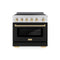 Autograph Edition 36 In. 5.2 Cu. Ft. Paramount Induction Range With 5 Element Cooktop And Electric Convection Oven In Satin Stainless Steel With Black Matte Door And Polished Gold Accents