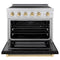 Autograph Edition 36 In. 5.2 Cu. Ft. Paramount Induction Range With 5 Element Cooktop And Electric Convection Oven In Satin Stainless Steel With Black Matte Door And Polished Gold Accents