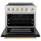 Autograph Edition 36 In. 5.2 Cu. Ft. Paramount Induction Range With 5 Element Cooktop And Electric Convection Oven In Satin Stainless Steel With Black Matte Door And Polished Gold Accents