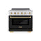 Autograph Edition 36 In. 5.2 Cu. Ft. Paramount Induction Range With 5 Element Cooktop And Electric Convection Oven In Satin Stainless Steel With Black Matte Door And Polished Gold Accents