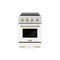Autograph Edition 24 In. 3.2 Cu. Ft. Paramount Induction Range With 3 Element Cooktop And Electric Convection Oven In Satin Stainless Steel With White Matte Door And Champagne Bronze Accents