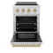 Autograph Edition 24 In. 3.2 Cu. Ft. Paramount Induction Range With 3 Element Cooktop And Electric Convection Oven In Satin Stainless Steel With White Matte Door And Champagne Bronze Accents
