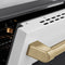 Autograph Edition 24 In. 3.2 Cu. Ft. Paramount Induction Range With 3 Element Cooktop And Electric Convection Oven In Satin Stainless Steel With White Matte Door And Champagne Bronze Accents