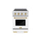 Autograph Edition 24 In. 3.2 Cu. Ft. Paramount Induction Range With 3 Element Cooktop And Electric Convection Oven In Satin Stainless Steel With White Matte Door And Champagne Bronze Accents