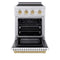 Autograph Edition 24 In. 3.2 Cu. Ft. Paramount Induction Range With 3 Element Cooktop And Electric Convection Oven In Satin Stainless Steel With White Matte Door And Champagne Bronze Accents