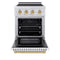 Autograph Edition 24 In. 3.2 Cu. Ft. Paramount Induction Range With 3 Element Cooktop And Electric Convection Oven In Satin Stainless Steel With White Matte Door And Champagne Bronze Accents