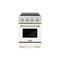 Autograph Edition 24 In. 3.2 Cu. Ft. Paramount Induction Range With 3 Element Cooktop And Electric Convection Oven In Satin Stainless Steel With White Matte Door And Polished Gold Accents