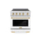 Autograph Edition 30 In. 4.2 Cu. Ft. Paramount Induction Range With 4 Element Cooktop And Electric Convection Oven In Satin Stainless Steel With White Matte Door And Champagne Bronze Accents