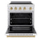 Autograph Edition 30 In. 4.2 Cu. Ft. Paramount Induction Range With 4 Element Cooktop And Electric Convection Oven In Satin Stainless Steel With White Matte Door And Champagne Bronze Accents