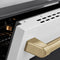 Autograph Edition 30 In. 4.2 Cu. Ft. Paramount Induction Range With 4 Element Cooktop And Electric Convection Oven In Satin Stainless Steel With White Matte Door And Champagne Bronze Accents