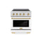 Autograph Edition 30 In. 4.2 Cu. Ft. Paramount Induction Range With 4 Element Cooktop And Electric Convection Oven In Satin Stainless Steel With White Matte Door And Champagne Bronze Accents