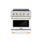 Autograph Edition 30 In. 4.2 Cu. Ft. Paramount Induction Range With 4 Element Cooktop And Electric Convection Oven In Satin Stainless Steel With White Matte Door And Polished Gold Accents