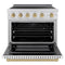 Autograph Edition 36 In. 5.2 Cu. Ft. Paramount Induction Range With 5 Element Cooktop And Electric Convection Oven In Satin Stainless Steel With White Matte Door And Champagne Bronze Accents