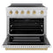 Autograph Edition 36 In. 5.2 Cu. Ft. Paramount Induction Range With 5 Element Cooktop And Electric Convection Oven In Satin Stainless Steel With White Matte Door And Champagne Bronze Accents