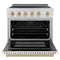 Autograph Edition 36 In. 5.2 Cu. Ft. Paramount Induction Range With 5 Element Cooktop And Electric Convection Oven In Satin Stainless Steel With White Matte Door And Champagne Bronze Accents