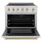 Autograph Edition 36 In. 5.2 Cu. Ft. Paramount Induction Range With 5 Element Cooktop And Electric Convection Oven In Satin Stainless Steel With White Matte Door And Polished Gold Accents