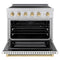 Autograph Edition 36 In. 5.2 Cu. Ft. Paramount Induction Range With 5 Element Cooktop And Electric Convection Oven In Satin Stainless Steel With White Matte Door And Polished Gold Accents