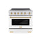 Autograph Edition 36 In. 5.2 Cu. Ft. Paramount Induction Range With 5 Element Cooktop And Electric Convection Oven In Satin Stainless Steel With White Matte Door And Polished Gold Accents
