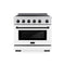 Autograph Edition 36 In. 5.2 Cu. Ft. Paramount Induction Range With 5 Element Cooktop And Electric Convection Oven In Satin Stainless Steel With White Matte Door And Matte Black Accents
