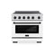 Autograph Edition 36 In. 5.2 Cu. Ft. Paramount Induction Range With 5 Element Cooktop And Electric Convection Oven In Satin Stainless Steel With White Matte Door And Matte Black Accents