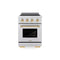 Autograph Edition 24 In. 3.2 Cu. Ft. Paramount Induction Range With 3 Element Cooktop And Electric Convection Oven In Stainless Steel With Polished Gold Accents