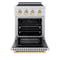 Autograph Edition 24 In. 3.2 Cu. Ft. Paramount Induction Range With 3 Element Cooktop And Electric Convection Oven In Stainless Steel With Polished Gold Accents
