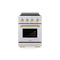 Autograph Edition 24 In. 3.2 Cu. Ft. Paramount Induction Range With 3 Element Cooktop And Electric Convection Oven In Stainless Steel With Polished Gold Accents