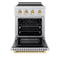 Autograph Edition 24 In. 3.2 Cu. Ft. Paramount Induction Range With 3 Element Cooktop And Electric Convection Oven In Stainless Steel With Polished Gold Accents