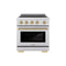 Autograph Edition 30 In. 4.2 Cu. Ft. Paramount Induction Range With 4 Element Cooktop And Electric Convection Oven In Stainless Steel With Champagne Bronze Accents
